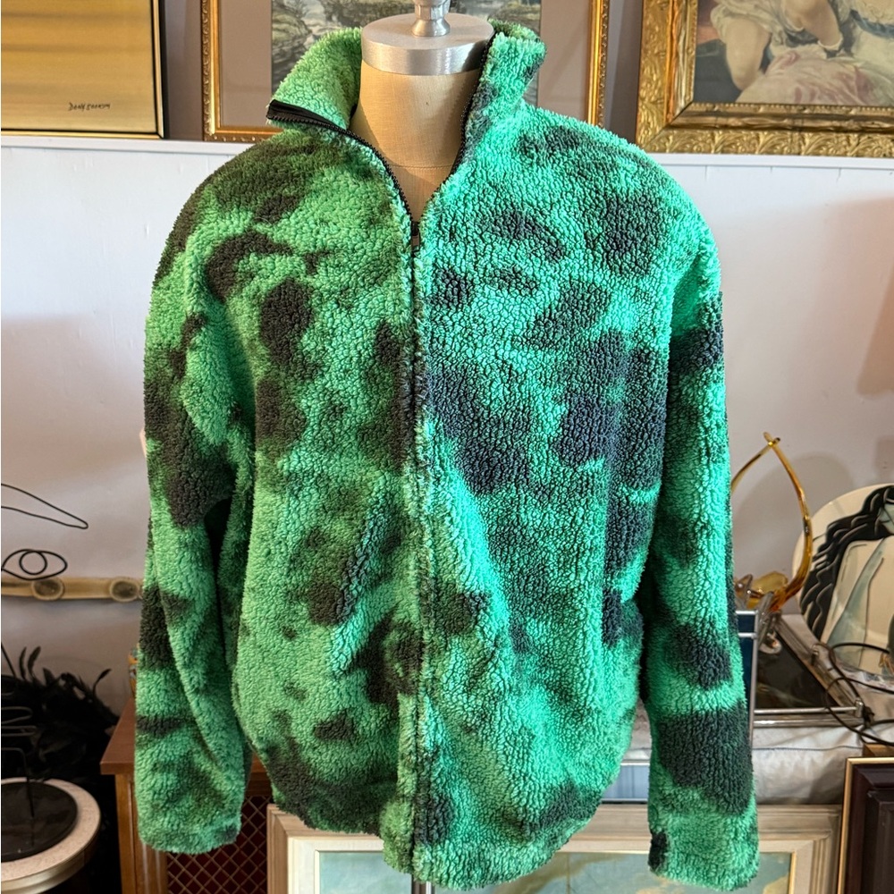 ASOS DESIGN Teddy Borg Oversize Track Jacket Tie Dye Print